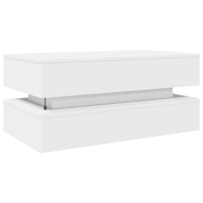 Table basse avec lumières LED blanc 90x50x40 cm – Image 7