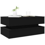 Table basse avec lumières LED noir 90x50x40 cm – Image 4