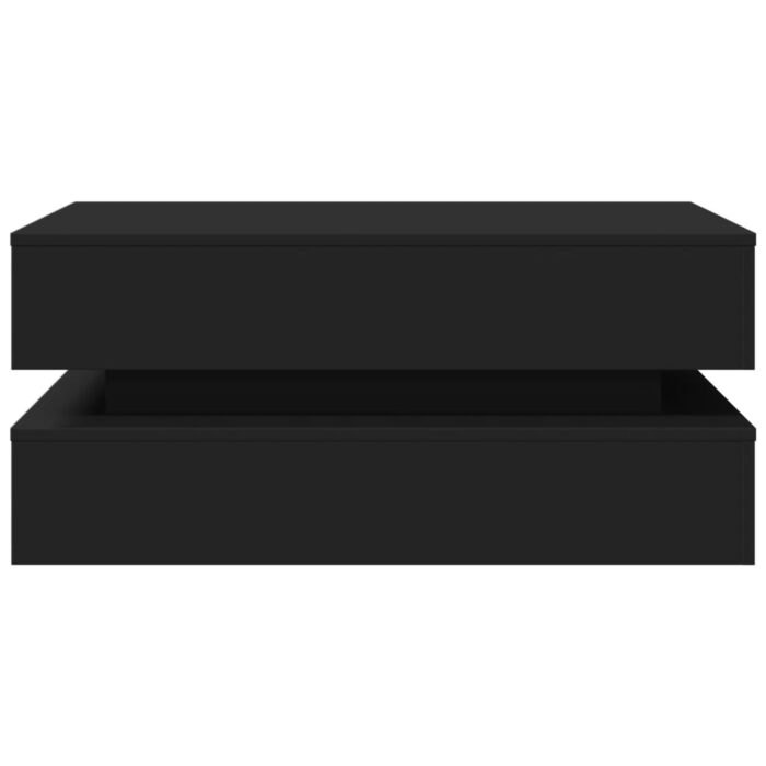 Table basse avec lumières LED noir 90x50x40 cm – Image 5