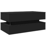 Table basse avec lumières LED noir 90x50x40 cm – Image 7