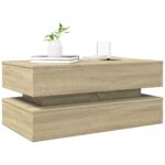 Table basse avec lumières LED chêne sonoma 90x50x40 cm – Image 4