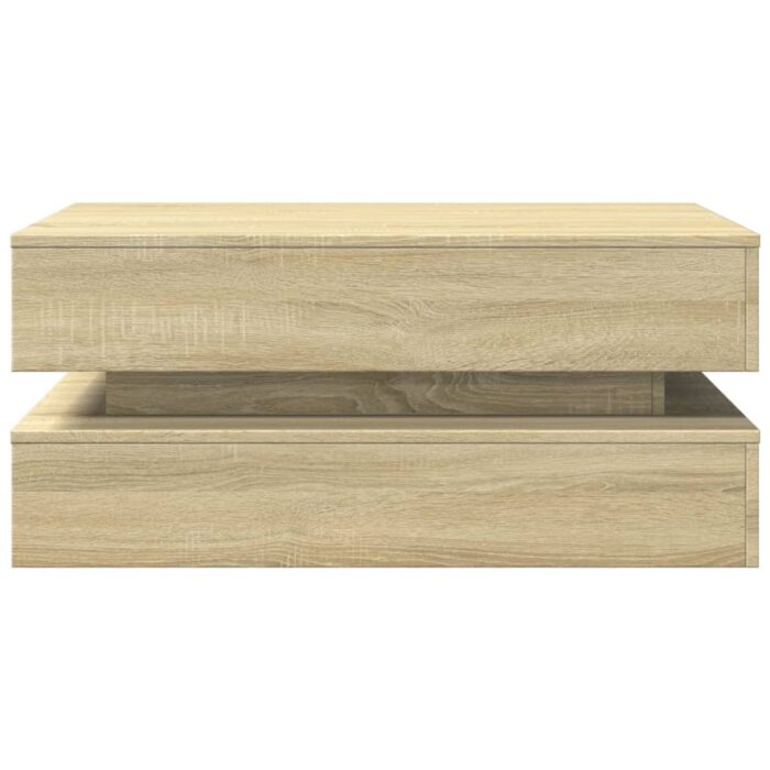 Table basse avec lumières LED chêne sonoma 90x50x40 cm – Image 5