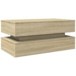 Table basse avec lumières LED chêne sonoma 90x50x40 cm – Image 7
