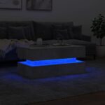 Table basse avec lumières LED gris béton 90x50x40 cm – Image 3