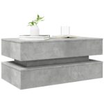 Table basse avec lumières LED gris béton 90x50x40 cm – Image 4