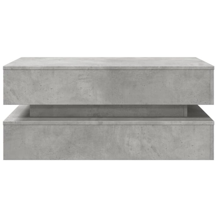 Table basse avec lumières LED gris béton 90x50x40 cm – Image 5