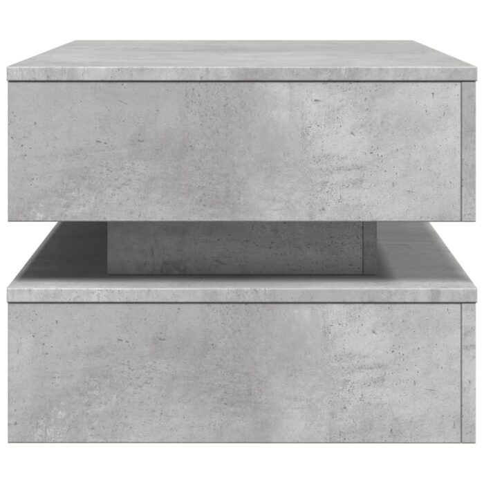 Table basse avec lumières LED gris béton 90x50x40 cm – Image 6