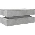 Table basse avec lumières LED gris béton 90x50x40 cm – Image 7