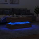 Table basse avec lumières LED chêne marron 90x50x40 cm – Image 3