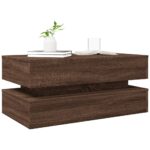 Table basse avec lumières LED chêne marron 90x50x40 cm – Image 4