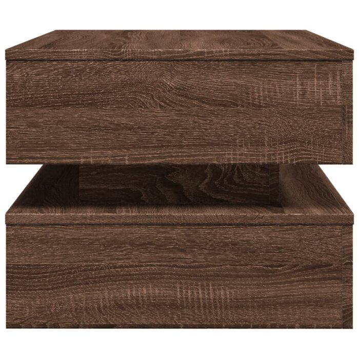 Table basse avec lumières LED chêne marron 90x50x40 cm – Image 6