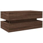 Table basse avec lumières LED chêne marron 90x50x40 cm – Image 7