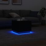 Table basse avec lumières LED noir 50x50x40 cm – Image 3