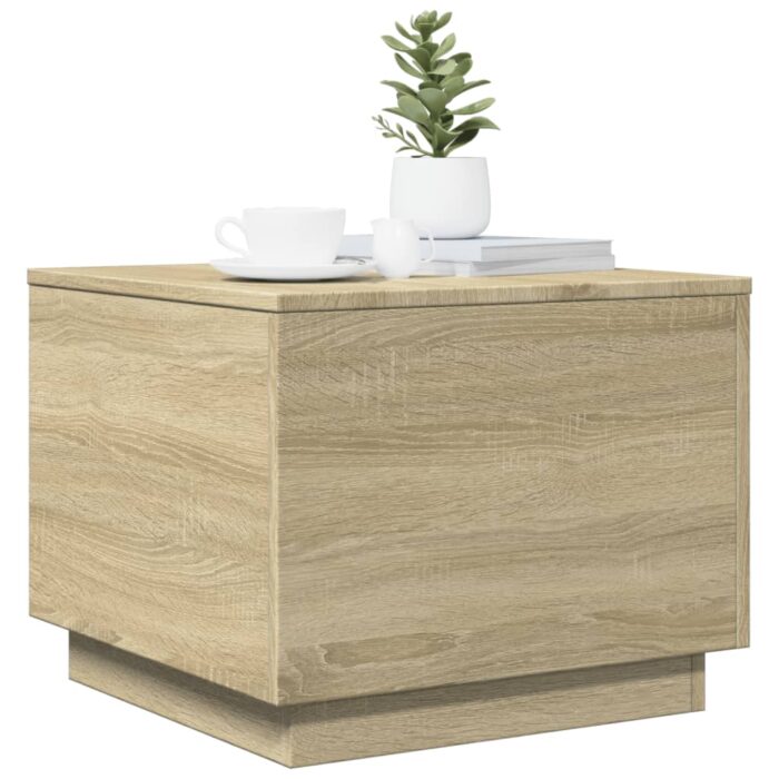 Table basse avec lumières LED chêne sonoma 50x50x40 cm – Image 4
