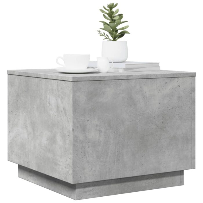 Table basse avec lumières LED gris béton 50x50x40 cm – Image 4