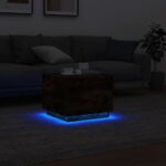 Table basse avec lumières LED chêne fumé 50x50x40 cm – Image 3