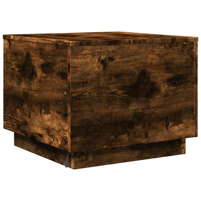 Table basse avec lumières LED chêne fumé 50x50x40 cm – Image 7