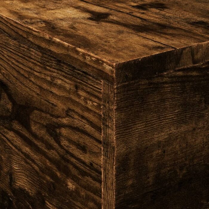 Table basse avec lumières LED chêne fumé 50x50x40 cm – Image 8