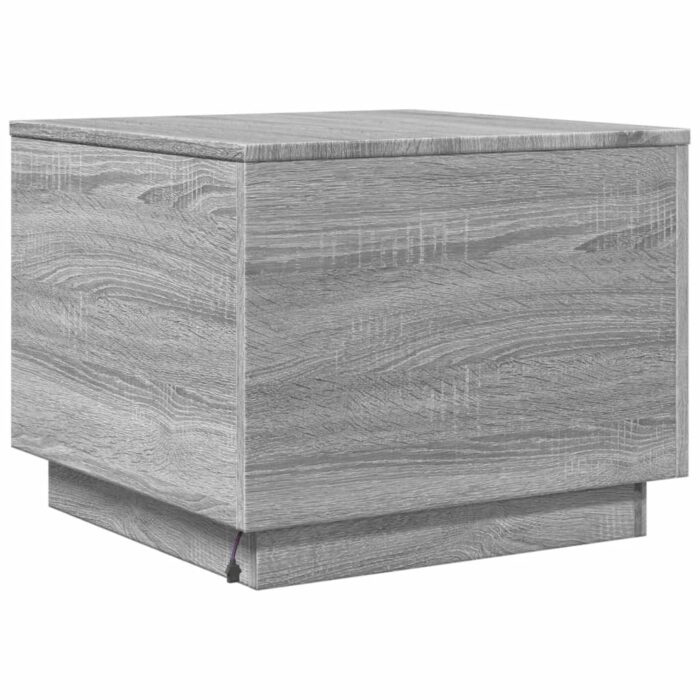Table basse avec lumières LED sonoma gris 50x50x40 cm – Image 7