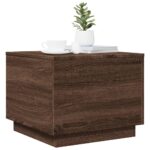 Table basse avec lumières LED chêne marron 50x50x40 cm – Image 4
