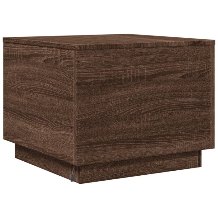 Table basse avec lumières LED chêne marron 50x50x40 cm – Image 7