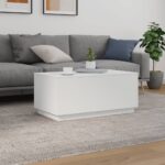 Table basse avec lumières LED blanc 90x50x40 cm – Image 2