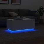 Table basse avec lumières LED blanc 90x50x40 cm – Image 3