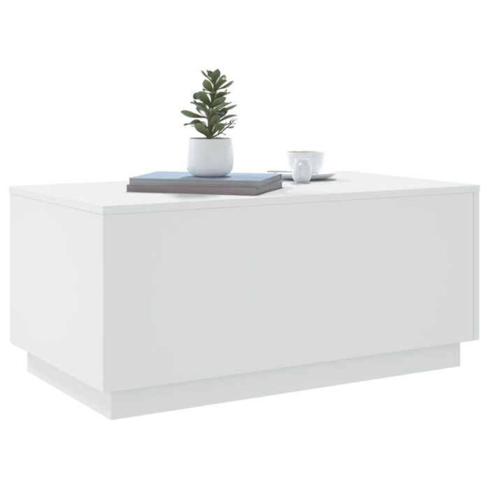 Table basse avec lumières LED blanc 90x50x40 cm – Image 4