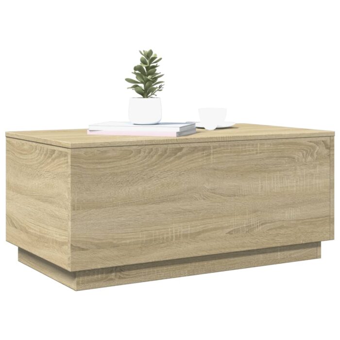 Table basse avec lumières LED chêne sonoma 90x50x40 cm – Image 4
