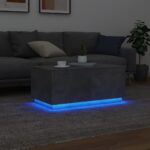 Table basse avec lumières LED gris béton 90x50x40 cm – Image 3