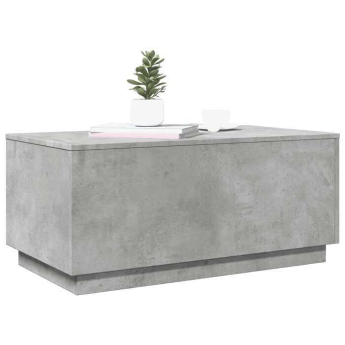 Table basse avec lumières LED gris béton 90x50x40 cm – Image 4