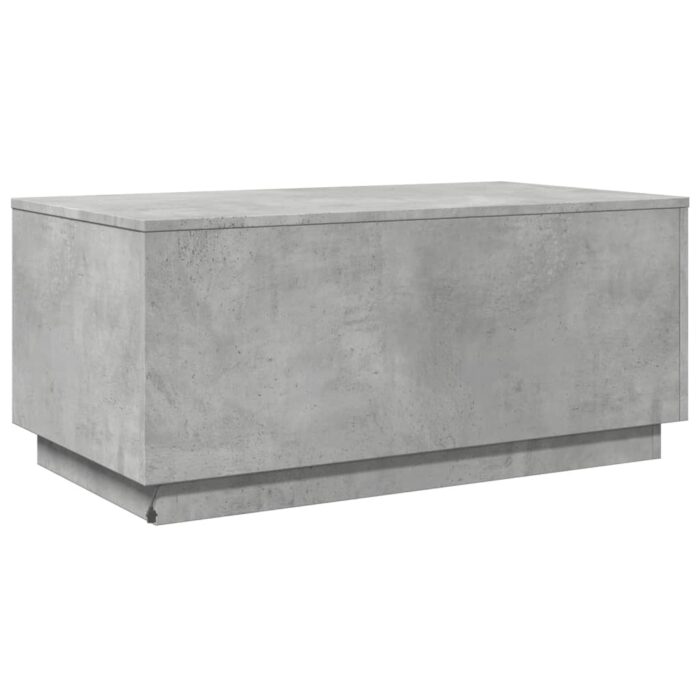 Table basse avec lumières LED gris béton 90x50x40 cm – Image 7