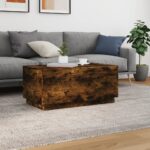 Table basse avec lumières LED chêne fumé 90x50x40 cm – Image 2