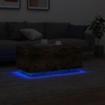 Table basse avec lumières LED chêne fumé 90x50x40 cm – Image 3