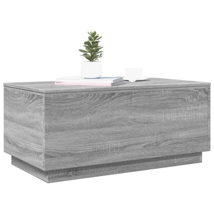Table basse avec lumières LED gris sonoma 90x50x40 cm – Image 4