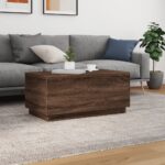 Table basse avec lumières LED chêne marron 90x50x40 cm – Image 2