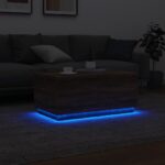 Table basse avec lumières LED chêne marron 90x50x40 cm – Image 3
