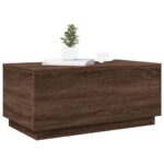 Table basse avec lumières LED chêne marron 90x50x40 cm – Image 4
