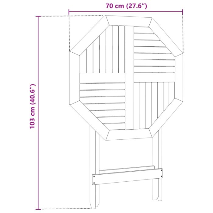 Table pliable de jardin Ø70x75 cm bois d'acacia massif – Image 10