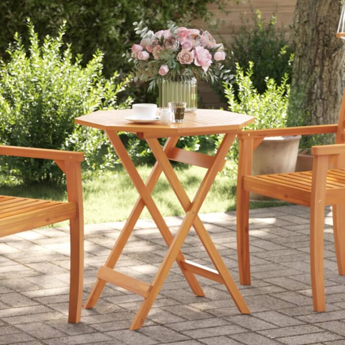 Table pliable de jardin Ø70x75 cm bois d'acacia massif – Image 1