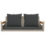 Balancelle avec coussins gris 109x62x40 cm résine tressée – Image 2