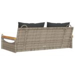 Balancelle avec coussins gris 109x62x40 cm résine tressée – Image 4