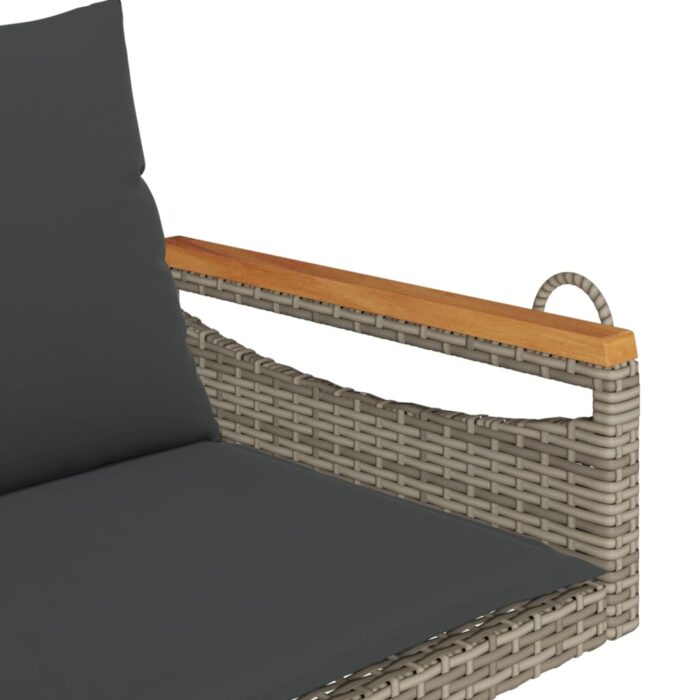 Balancelle avec coussins gris 109x62x40 cm résine tressée – Image 5