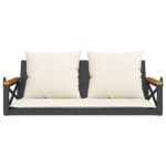 Balancelle avec coussins noir 109x62x40 cm résine tressée – Image 2