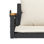 Balancelle avec coussins noir 109x62x40 cm résine tressée – Image 6