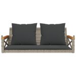 Balancelle avec coussins gris 109x62x40 cm résine tressée – Image 2