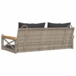 Balancelle avec coussins gris 109x62x40 cm résine tressée – Image 4