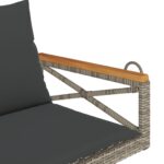 Balancelle avec coussins gris 109x62x40 cm résine tressée – Image 5
