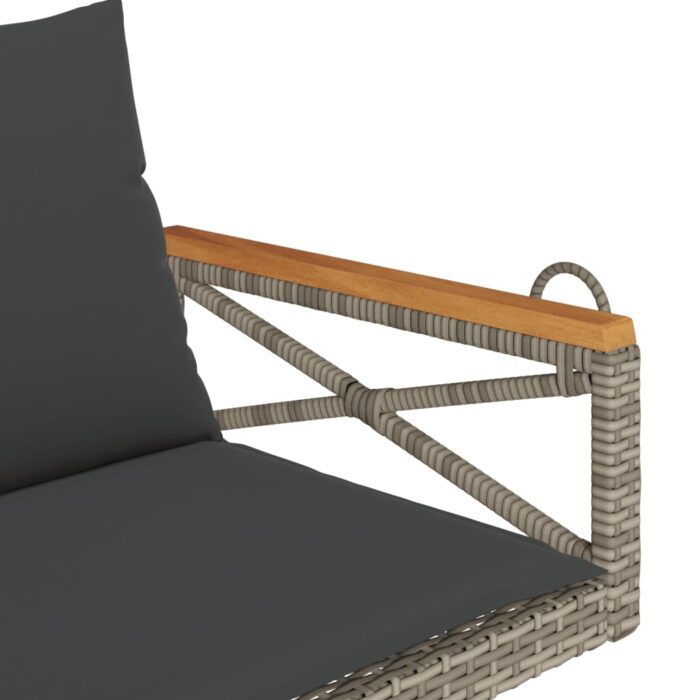 Balancelle avec coussins gris 109x62x40 cm résine tressée – Image 5