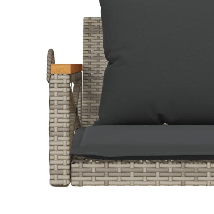 Balancelle avec coussins gris 109x62x40 cm résine tressée – Image 6
